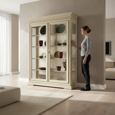 Luxe vitrine houten designkast vitrinekasten woonkamer kasten nieuw
