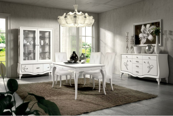 Eetkamer set eettafel 4 x stoelen eetgroep eetkamermeubel dressoir 7-delig