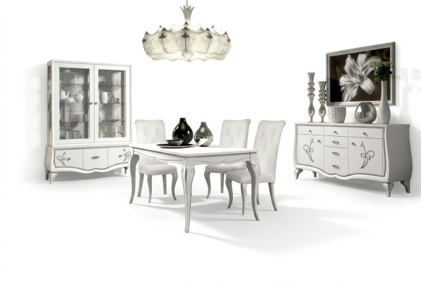 Eetkamer set eettafel 4 x stoelen eetgroep eetkamermeubel dressoir 7-delig