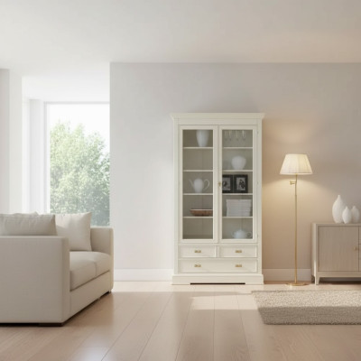Woonkamer glazen kast vitrine dressoir hout luxe kasten meubels