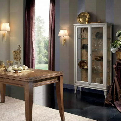 Vitrine Italiaanse luxe meubels Vitrines glazen designkast Wit Nieuw