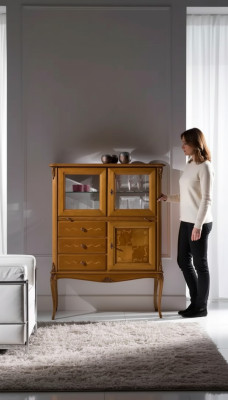 Vitrine Glas Barschrank Schränke Italienische Möbel Holz Wohnzimmer  Vitrine Glas Barkast Kasten Italiaanse meubelen Hout Woonkamer