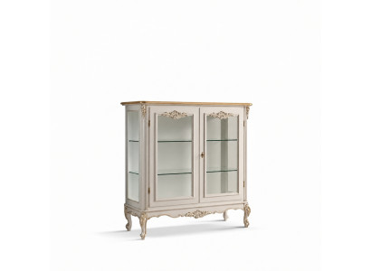 Glazen kast Luxe vitrine Witte vitrine Klassiek Italiaans meubilair