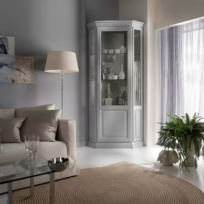 Eck Vitrine Kast Wit Vitrines Woonkamer Klassiek Design Rek
