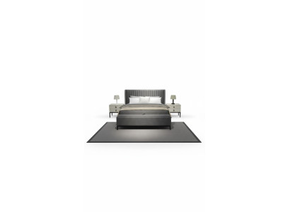 Moderne bed + bank + 2x nachtkastjes tegelijkertijd functioneel en comfortabel.
