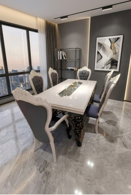 Luxe design 4 stoelen met elegant fluwelen bekleding, nieuw stoeldesign.