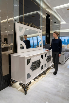 Hoogwaardige elegante commode met spiegel met stijlvol uiterlijk.