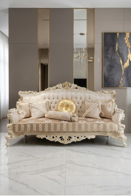 Elegante bank 3-zitsbank Edele Stijlvolle Meubels Woonkamer Beige Bank Nieuw