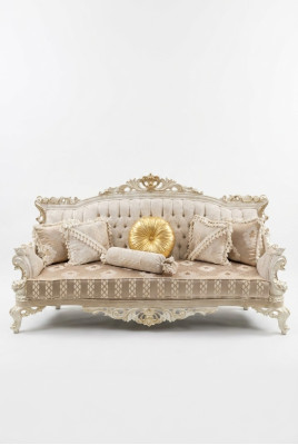 Elegante bank 3-zitsbank Edele Stijlvolle Meubels Woonkamer Beige Bank Nieuw