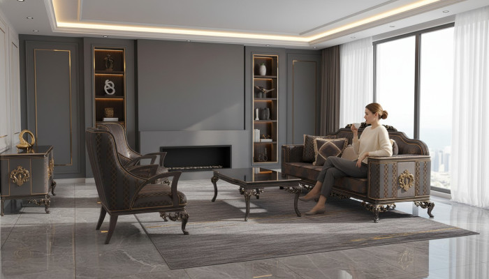 Luxe 3-delig bankstel set Bank 3-zits Relax 2x Fauteuil Deluxe