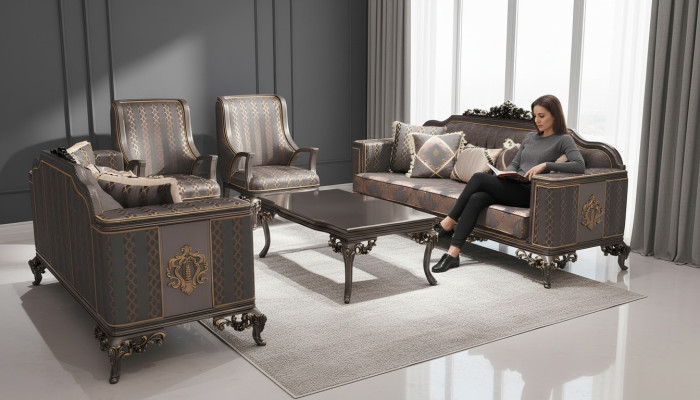 Luxe woonkamer bankstel set 3+3 zits Moderne bank Elegante woonkamer