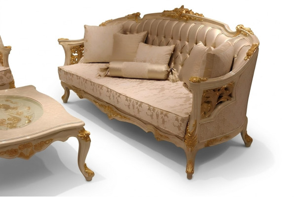 Exquisite woonkamer deluxe bank 3-zitter, elegant beige woonkamerbank.