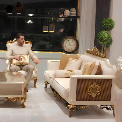 Elegant woonkamer meubelset met luxe bank en comfortabele fauteuil set met 2.