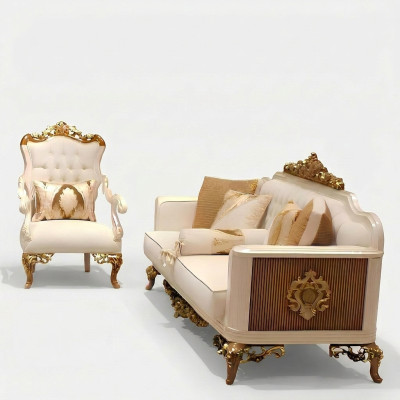 Elegant woonkamer meubelset met luxe bank en comfortabele fauteuil set met 2.
