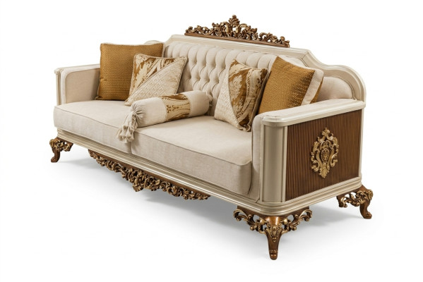 Luxe 3-zits bank woonkamer meubels Elegant bankstel 3-zits textiel beige