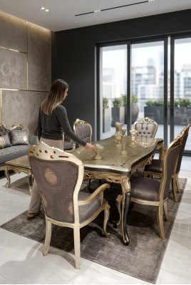 Moderne eetkamermeubels luxe eettafel + 6x stoelen tafel stoelen