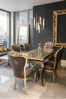 Moderne eetkamermeubels luxe eettafel + 6x stoelen tafel stoelen