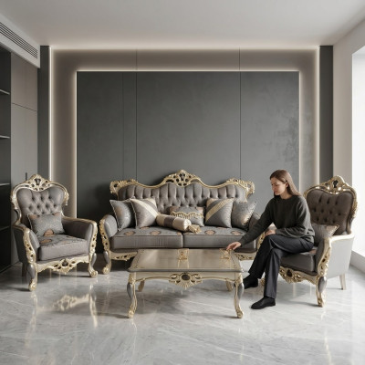 Moderne bankstelset 3-zits banken 2 fauteuils salontafel woonkamerset