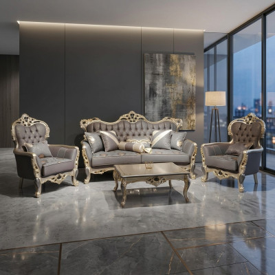 Moderne bankstelset 3-zits banken 2 fauteuils salontafel woonkamerset