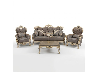 Moderne bankstelset 3-zits banken 2 fauteuils salontafel woonkamerset