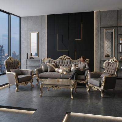 Designt woonkamer set Bankstel set Bankstel 3+3+1+1 2x banken 2x fauteuils