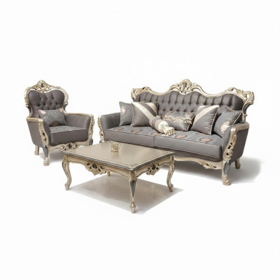 Elegante bankstel met fauteuil bankstel grijs relax 2 delen woonkamer meubels