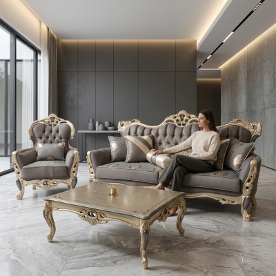 Luxe woonkamer meubels Fauteuil Hoogwaardige Fauteuil Fauteuil Grijs Nieuw Relax
