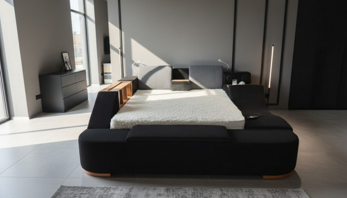 Kleurrijke slaapkamermeubels met kleurrijke meubels, bedden, bedden Zwart Modern Bed