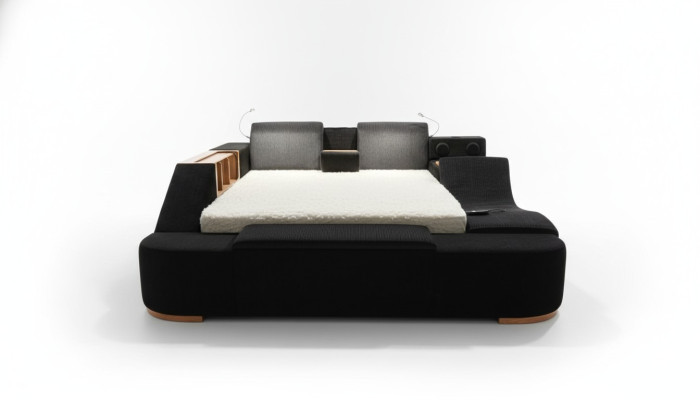 Kleurrijke slaapkamermeubels met kleurrijke meubels, bedden, bedden Zwart Modern Bed