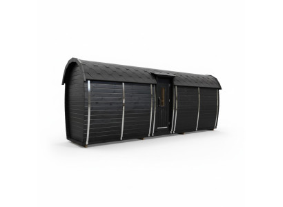 Houten sauna buitensauna Hout Grenenhout Saunahuis Panoramakamer 590x230x260