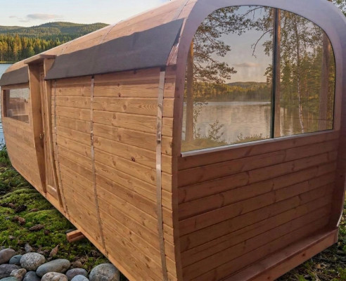 Houten buitensauna hout grenen houten saunahuis sauna huisje huis