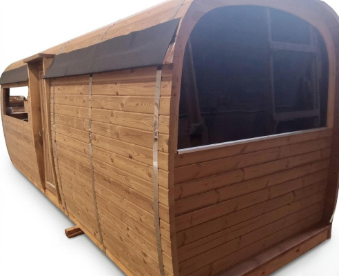 Houten buitensauna hout grenen houten saunahuis sauna huisje huis