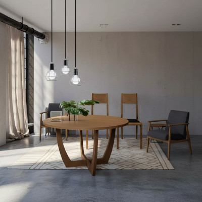Ronde Houten Eettafel Keukentafel in nieuwe moderne stijl bruin 140cm.