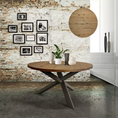 Eetkamer Ronde Eettafel Hout Ronde Keukentafel Moderne Stijl Bruin 140cm
