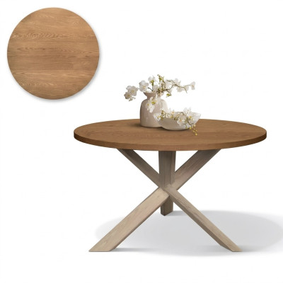 Ronde keukentafel salontafel kleur bruin stijl modern hout 140cm.
