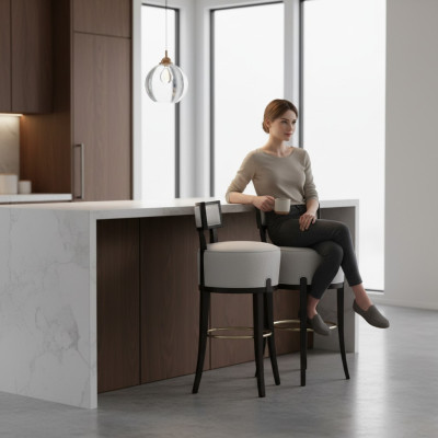 Stoel Eetkamerstoelen Keukenstoel Woonkamer - Grijs Zwart Stoel Stoelen