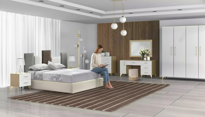 Slaapkamer set Bed 2x Nachtkastje Commode 7delig Design Luxe