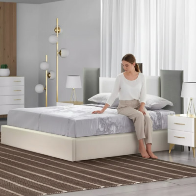 Slaapkamer set Bed 2x Nachtkastje Hout wit compleet Modern 3-delig