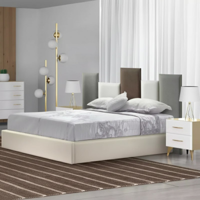 Slaapkamer set Bed 2x Nachtkastje Hout wit compleet Modern 3-delig