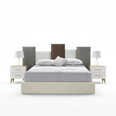 Slaapkamer set Bed 2x Nachtkastje Hout wit compleet Modern 3-delig