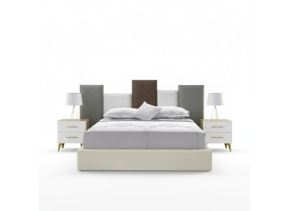 Slaapkamer set Bed 2x Nachtkastje Hout wit compleet Modern 3-delig