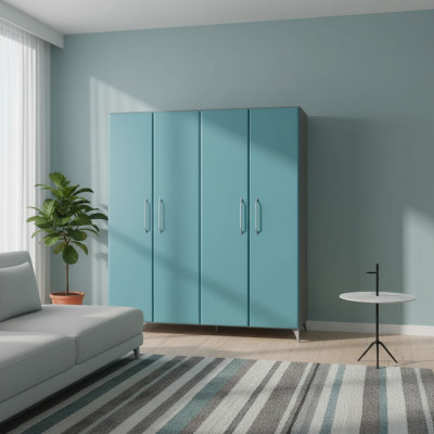 Kledingkast Slaapkamer Houten Kast Modern Kledingkasten Blauw