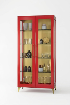 Vitrine Mooi Rode Glazen Kast Vitrines Hout Glas Woonkamer Modern Luxe