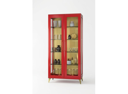 Vitrine Mooi Rode Glazen Kast Vitrines Hout Glas Woonkamer Modern Luxe