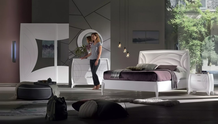 Slaapkamer set Bed 2x Nachtkastje Kledingkast 6-delig Design Luxe