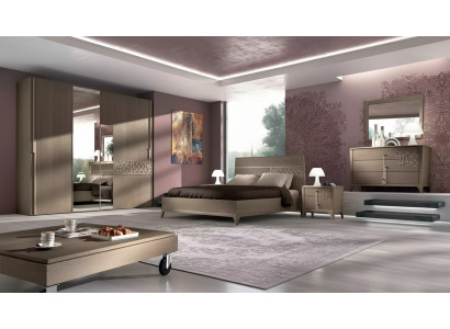 Slaapkamer bed 2x nachtkastje design 6-delig compleet set bruin 6-delig