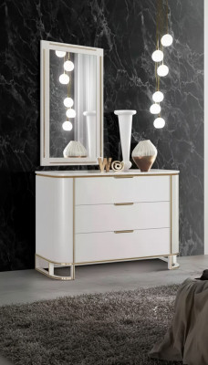 Slaapkamer set commode spiegel Nieuw Luxe Compleet nieuw Wit 2-delig