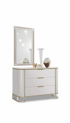 Slaapkamer set commode spiegel Nieuw Luxe Compleet nieuw Wit 2-delig