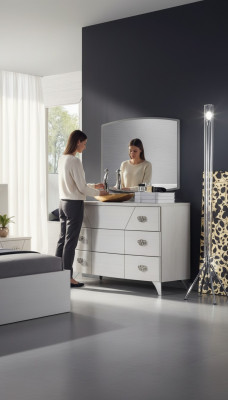 Slaapkamer set, dressoir, spiegel, luxe complete witte 2-delige kast.