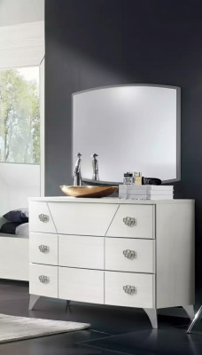Slaapkamer set, dressoir, spiegel, luxe complete witte 2-delige kast.